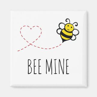 Personalised Valentine Quote - Bee Mine Cartoon Magnet
