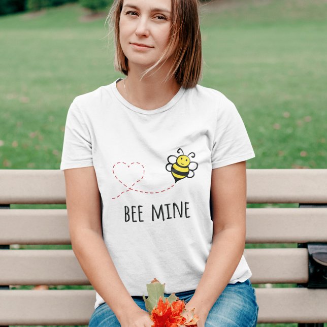Personalised Valentine Quote - Bee Mine Cartoon T- T-Shirt (Creator Uploaded)