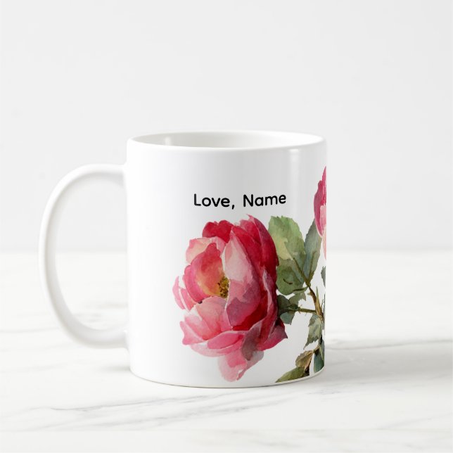 Personalised Valentine Rose Classic Mug  (Left)