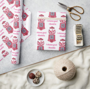 Personalised Valentines Bubble Gum Ball Machine Wrapping Paper
