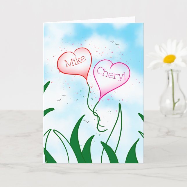 Personalised Valentines Card for Couples Names     (Small Plant)