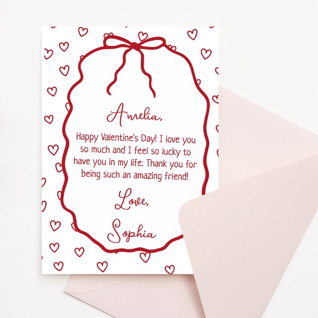 Personalised Valentine's Day Card - Cute Red Bow (Creator Uploaded)