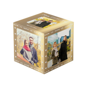 Personalised Valentine's Day Faux Gold Multi Photo Cube