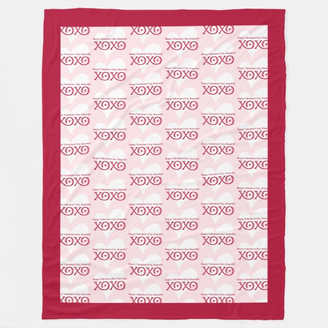 Personalised Valentine's Day Large Fleece Blanket (Front)