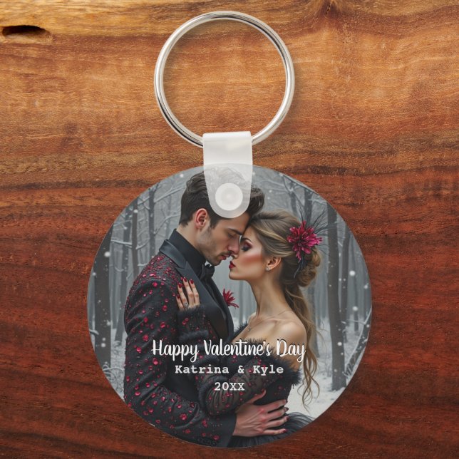 Personalised Valentine's Day Photo & Name  Key Ring (Front)
