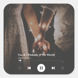 Personalised Valentine's Day Song Couple Photo Square Sticker