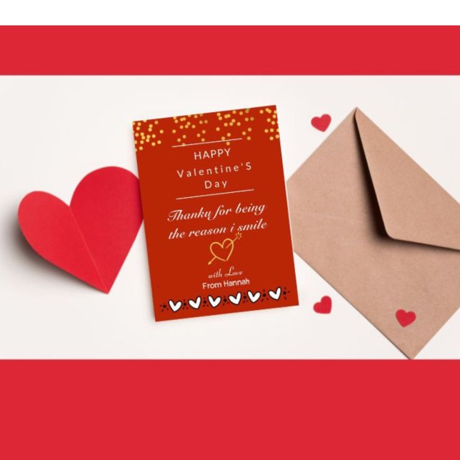 personalised valentine's day thank you  card (Thankyou flat note  valentines day greeting card)