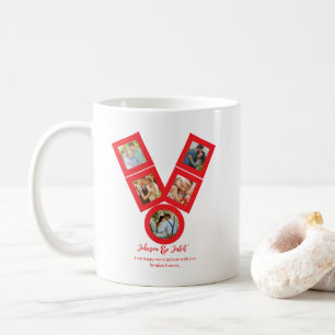 Personalised Valentines Day V-shaped Photo Collage Coffee Mug