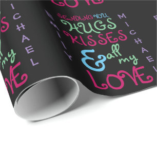 Personalised Valentines Modern Funky TEXT 2 Wrapping Paper