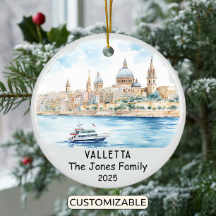 Personalised Valletta Ornament, Malta Ceramic Ornament