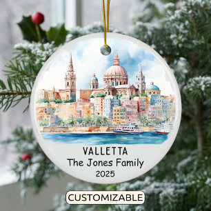 Personalised Valletta Ornament, Malta Ceramic Ornament