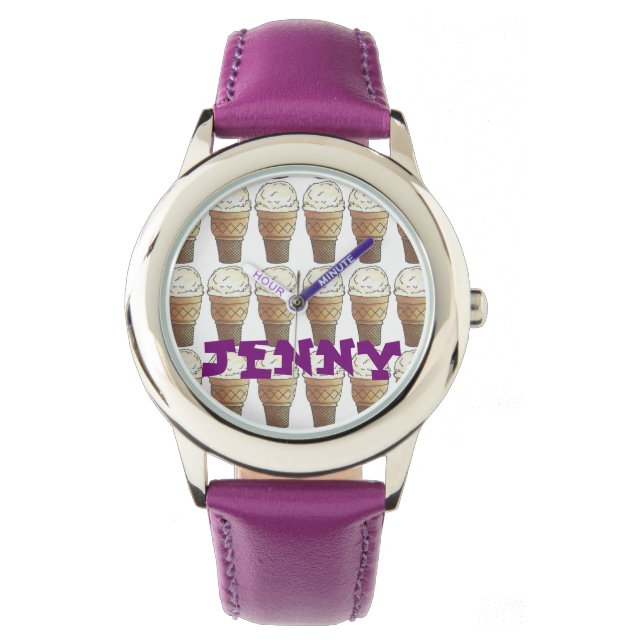 Personalised Vanilla Ice Cream Cone Cones Watch (Front)