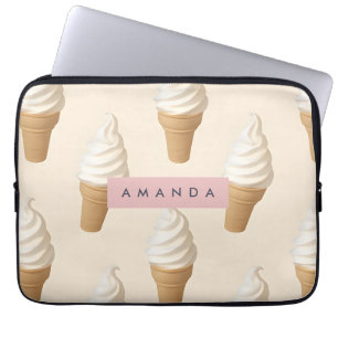 Personalised Vanilla Ice Cream Cone Pattern Laptop Sleeve