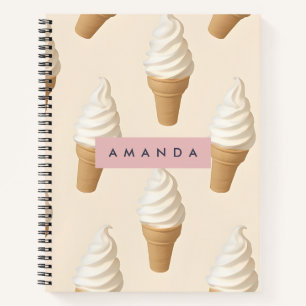 Personalised Vanilla Ice Cream Cone Pattern Notebook