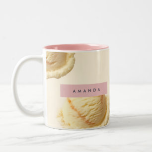 Personalised Vanilla Ice Cream Scoop Pattern Two-Tone Coffee Mug