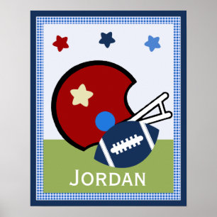 Personalised Varsity Sports Baby Nursery Art Poster
