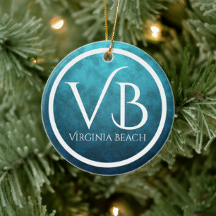 Personalised VB Virginia Beach Christmas Tree Ceramic Ornament
