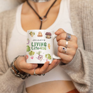 Personalised Vegan Living Life on the Veg Gift Coffee Mug