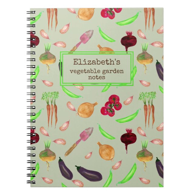 personalised vegetable garden pattern notebook (Front)