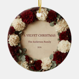 Personalised Velvet Christmas Dahlia Family Ceramic Ornament