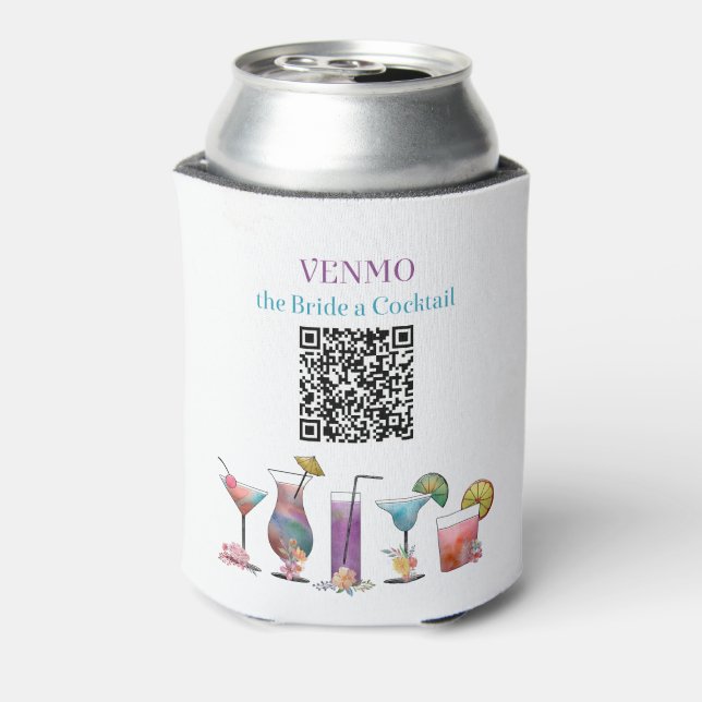 Personalised VENMO the Bride a Cocktail QR Code  Can Cooler (Can Back)