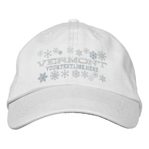 Personalised Vermont Winter Snowflakes Embroidered Hat
