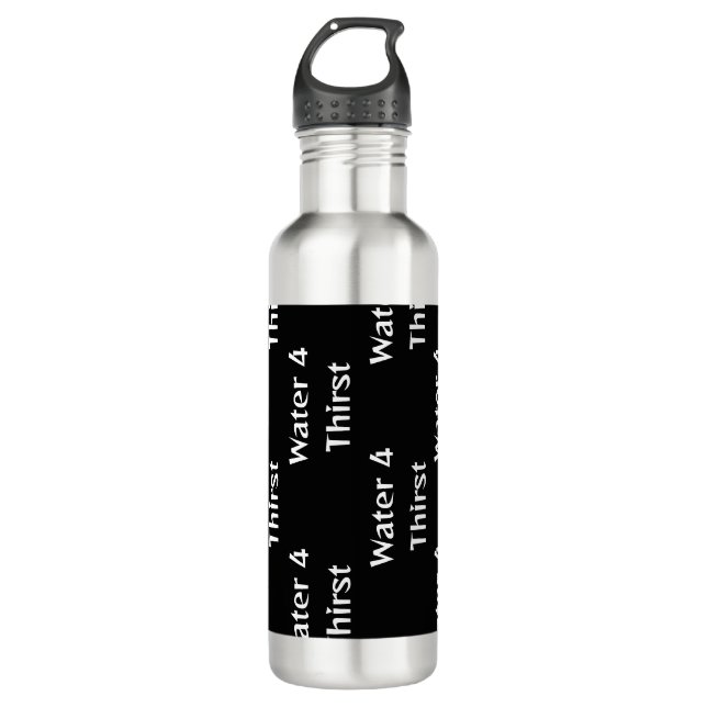 Personalised Vertical Black Water Bottle (Front)