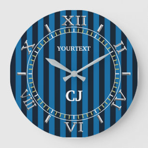 Personalised Vertical Blue Stripes Dial on a Large Clock