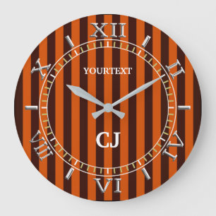 Personalised Vertical Orange Stripes Dial on a Large Clock