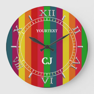 Personalised Vertical Rainbow Stripes Dial on a Large Clock