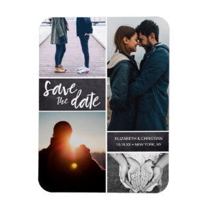 Personalised, Vertical Script Save the Date Photo Magnet