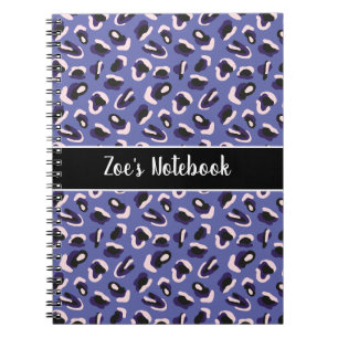 Personalised Very Peri Animal Print Name Notebook