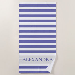 Personalised Very Peri Cabana Stripe Beach Towel