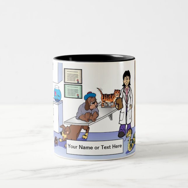 Personalised Veterinarian - Female Cartoon Two-Tone Coffee Mug (Center)