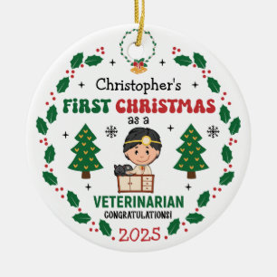 Personalised Veterinarian First Christmas Tree Ceramic Ornament