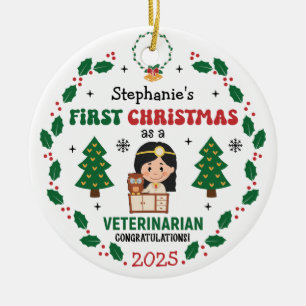 Personalised Veterinarian First Christmas Tree Ceramic Ornament
