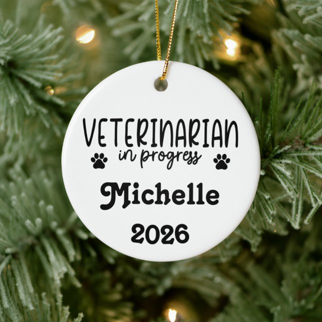 Personalised Veterinarian In Progress  Ceramic Ornament (Tree)