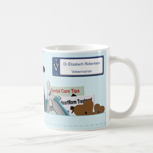 Personalised Veterinary Scrubs Light Blue Coffee Mug (Right)
