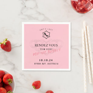 Personalised Veuve Inspired Rose  Napkin