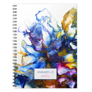 Personalised Vibrant Blue Abstract Fluid Art Agate Notebook