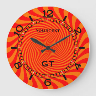Personalised Vibrant Hot Orange Swirl Dial on a Large Clock