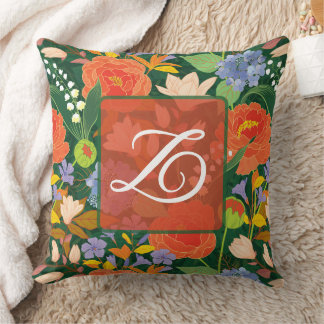 Personalised vibrant Jungle Floral Monogram Cushion