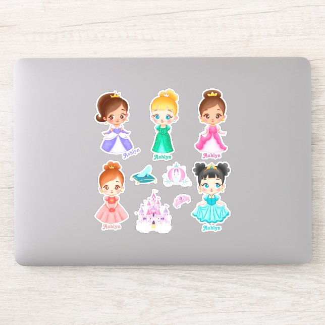 Personalised Vibrant Kids Princess Name Label  (Computer)