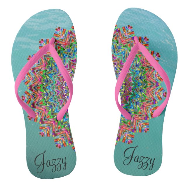 Personalised Vibrant Mandala Flip Flops (Footbed)