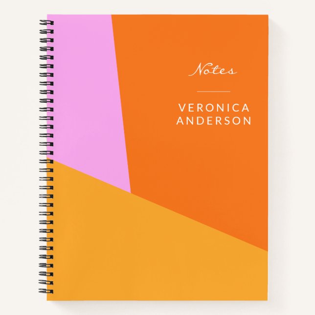 Personalised Vibrant Retro Colourful Orange Chic Notebook (Front)