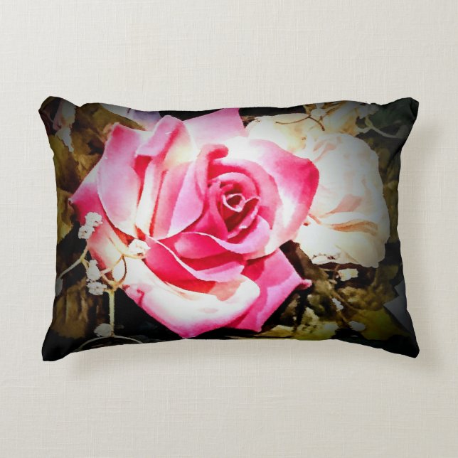 Personalised Vibrant Rose Decorative Cushion (Front)