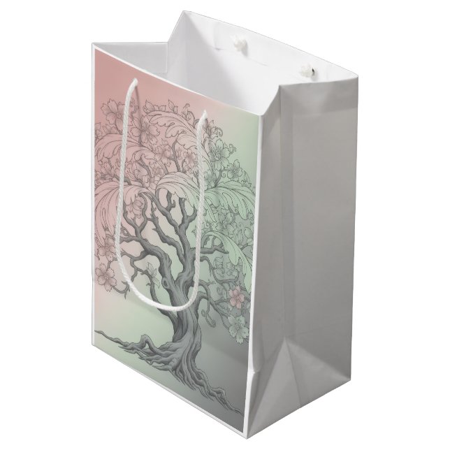 Personalised Vibrant Spring Floral Tree Gift Bag (Front Angled)