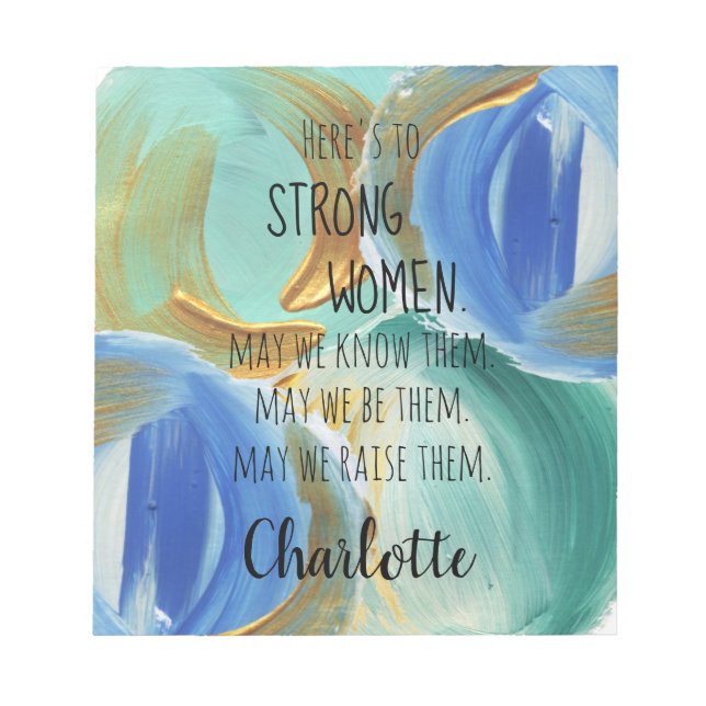Personalised Vibrant Swirls Strong Women Notepad (Front)