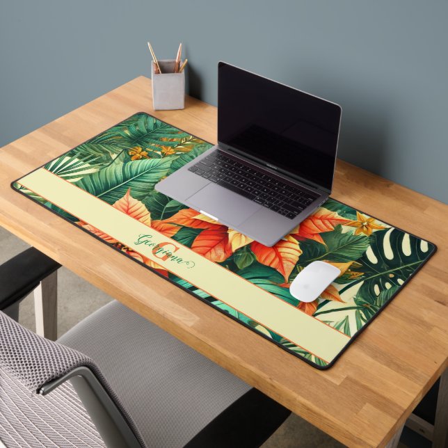 Personalised Vibrant Tropical Christmas Poinsettia Desk Mat (Office 2)