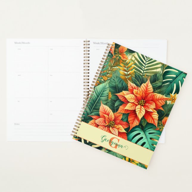 Personalised Vibrant Tropical Christmas Poinsettia Planner (Display)